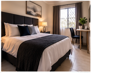 Clean, modest apartment bedroom set up for residential letting